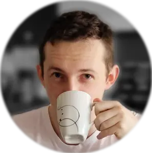 Martin Kavík enjoying coffee