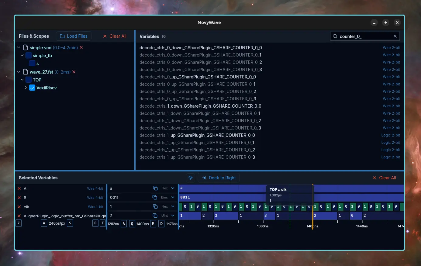 NovyWave waveform viewer on Linux