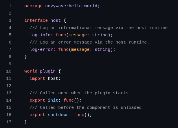 WIT interface for a Wasmtime plugin